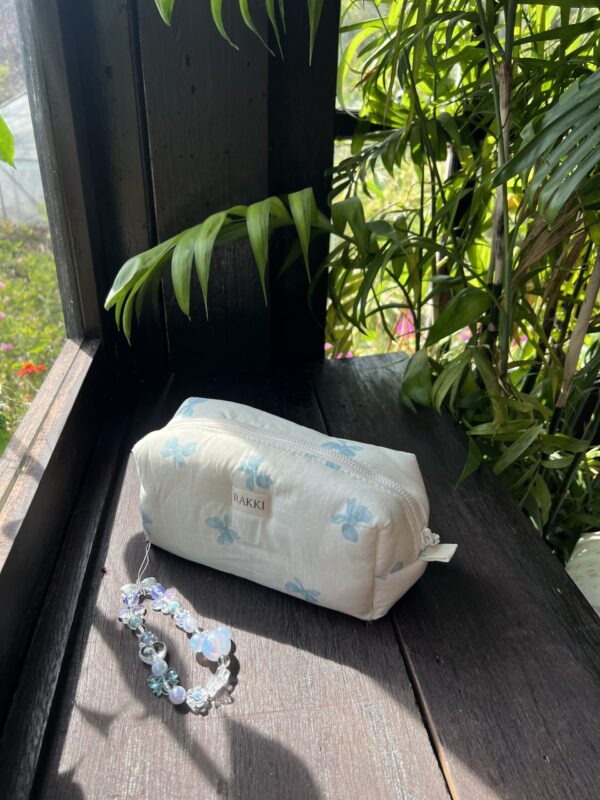 túi makeup pouch nơ xanh